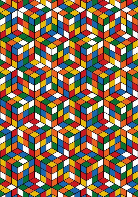 Rubiks Cube Patterns, Rubicks Cube, Rubix Cube, Cube Pattern, New Retro Wave, Graph Paper Art, Cube Puzzle, Rubik's Cube, Orange Aesthetic