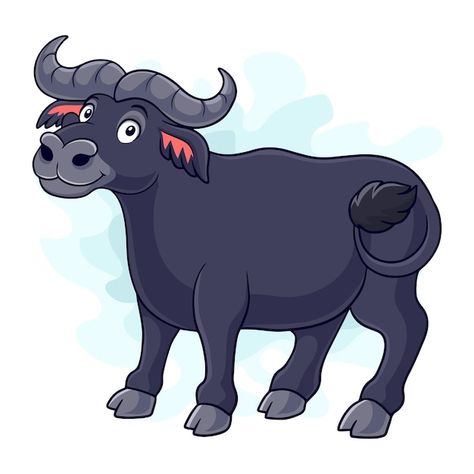 Vector cartoon funny buffalo isolated on... | Premium Vector #Freepik #vector #cute-cow #buffalo #cow-illustration #cow-cartoon Buffalo Illustration, Buffalo Drawing, Buffalo Cartoon, Animated Cow, Farm Cartoon, Cow Cartoon, Premium Vector Cartoon, Cat Gym, Cow Illustration