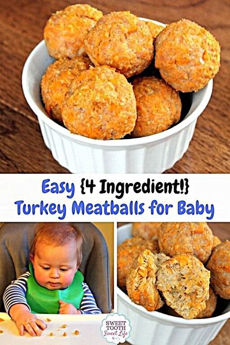 Turkey Meatballs For Baby, Meatballs For Baby, Meatballs Turkey, Fingerfood Baby, Diy Baby Food, Baby Led Weaning Recipes, Healthy Baby Food, Weaning Recipes, Baby Finger Foods