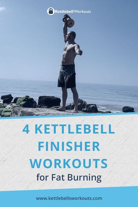 4 kettlebell finisher workouts for fat burning. Do you have a few minutes left at the end of your weights session? Are you looking to take advantage of your final energy stores for fat burning? If so then these 4 kettlebell workout finishers are for you. These 4 kettlebell workout finishers are very effective and can be completed in under 10 minutes. #kettlebell #finisher #workouts Kb Complex Workout, Finishers Workout, Kettlebell Finisher, Workout Finishers, Finisher Workout, Kb Workout, Kettlebell Workouts For Women, Kettlebell Workout Routines, 30 Day Workout Plan