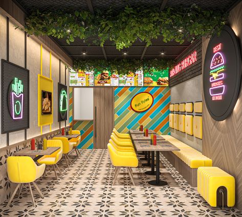 CAFE Fast Food Bar Design, Snack Shop Ideas, Fast Food Design Interior Small, Small Burger Shop Design, Fastfood Design Interiors, Mini Cafe Design Interiors, Cafe Cashier, Cafe Theme Ideas, Mini Restaurant Design