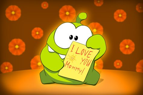 Om Nom wishes all the best to every Mom in the world!! Share this cute card with your Moms and your friends, so they can send love to their Moms too. Cute Greeting Cards, I Love Mommy, Cut The Ropes, Bible Coloring Pages, Paper Lovers, Cartoon Character Pictures, Diy Presents, Kids Projects, Bible Coloring