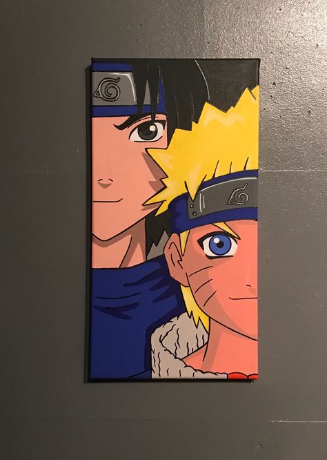 Naruto double canvas Naruto Drawings Painting, Naruto Cartoon Drawing, Demon Slayer Acrylic Painting, Naruto Painting Easy, Double Canvas Art, Painting Ideas On Canvas Anime, Naruto Painting Ideas, Naruto Painting Ideas On Canvas, Double Canvas Painting