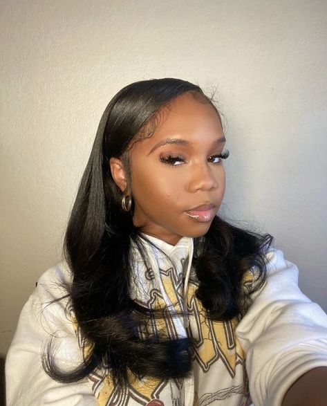 Straight Hair With Bumps At The End, Natural Sew In With Leave Out, Versatile Sew In Weave Hairstyles, Silk Press Hair Hairstyles, Silk Press Natural Hair Styles, Milan Trip, Photo Hairstyles, Butterfly Stomach, Short Spiky Haircuts