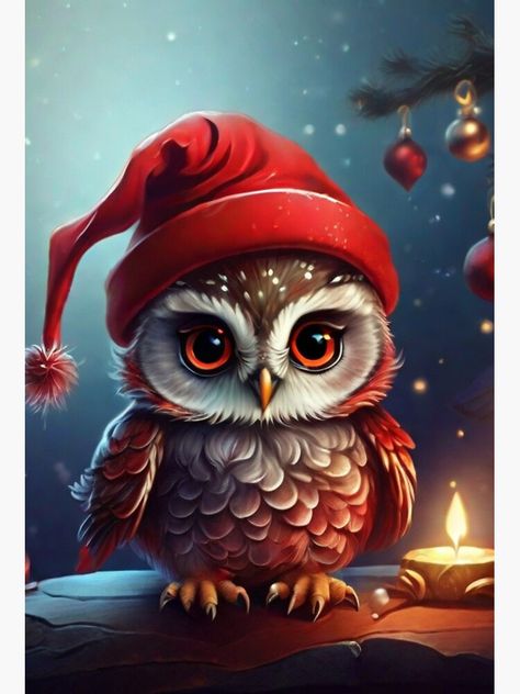 Owl Gifs, Zentangle Christmas, Holiday Owl, Cute Owls Wallpaper, Winter Owl, Hat Art, Owl Images, Whimsical Owl, Owl Wallpaper