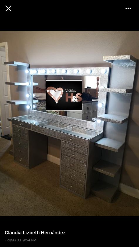 Rhinestone Vanity, Fancy Vanity, Mirrored Furniture Decor, Room Organization Bedroom, White Room Decor, Diy Room Decor For Teens, Luxury Room Bedroom, Beauty Room Decor, Future Apartment Decor