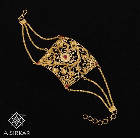 Mantasa Gold Jewellery, Mantasha Gold Design, Mantasa Gold Design, Gold Mantasha Design, A Sirkar, Bengal Jewellery, Gold Bracelet Design, Magic Flower, Fern Flower