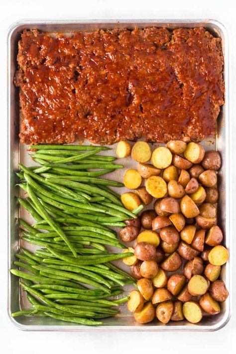 SHEET PAN MEATLOAF Sheet Pan Meat And Veggies, Pioneer Woman Recipes Sheet Pan Meatloaf, Pioneer Woman Meatloaf Sheetpan, Sheet Pan Meatloaf And Green Beans, Meat Sheet Pan Dinners, Meatloaf Sheetpan Dinner, Sheet Pan Meatloaf Recipes, Pioneer Woman Quarter Sheet Pan Supper, Sheet Pan Meatloaf Pioneer Woman