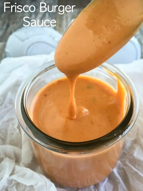 Sauce For Patty Melts, Homemade Frisco Melt, Frisco Sauce Recipe, Patty Melt Sauce Recipe, Frisco Sauce, Frisco Burger, Cheese Burger Sauce, Patty Melt Recipe, Burger Sauces Recipe