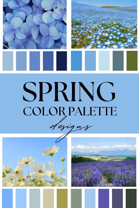 Cool Spring Color Palettes feature refreshing, serene hues such as light blues, cool greens, and soft purples. These palettes evoke the crisp, cool atmosphere of early spring mornings and can be used in fashion, home decor, or graphic design. Cool tones are versatile, pairing well with both muted and vibrant spring colors for a clean, modern look. Save this pin to find more ways to incorporate cool spring colors into your creative projects! Palettes Color, Spring Tones, Winter Pastels, Spring Designs, Clear Spring, Spring Palette, Spring Color Palette, Color Palette Bright, Pastel Colour Palette