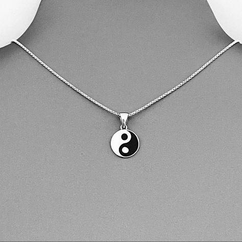 Sterling Silver Small Yin And Yang Pendant With Italian Round Box Chain Necklace, Boho Necklace, Silver Necklace, Fortune Necklace, Tree Necklace, Leaf Necklace, 925 Stamped Pendant Height: 12 Mm Chain Gauge: 1 Mm Material: 925 Sterling Silver Yin And Yang Necklace, Purple Ideas, Fidget Necklace, Spiritual Necklace, Yoga Necklace, Box Necklace, Army Bts, Opposites Attract, Yin And Yang