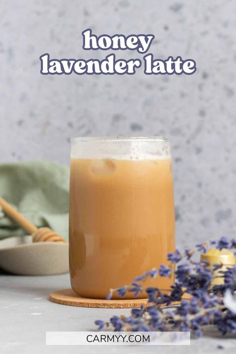 Lavender Oatmilk Latte, Lavender Honey Latte, Honey Latte Recipe, Honey Lavender Latte, Lavender Latte Recipe, Speciality Coffee Recipes, Almond Milk Latte, Lavender Latte, Witchy Women