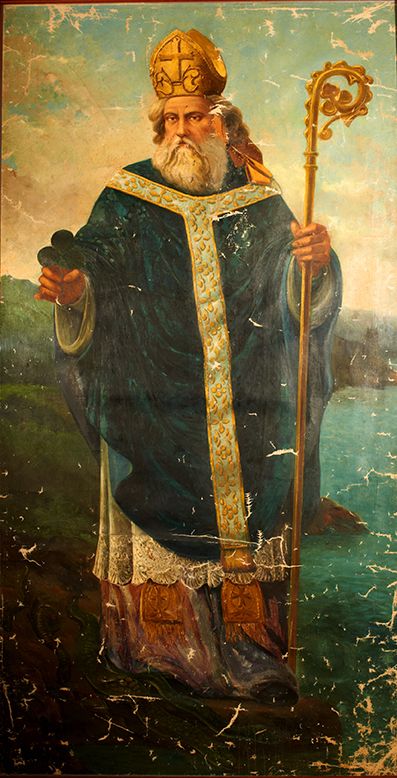 St. Patrick | http://www.saintnook.com/saints/patrickofireland |  Saint Patrick Oil Painting by Honate 3' x 6' antique appraisal | InstAppraisal Catholic Art, St Pattys Day, Patron Saints, Saint Patrick, Sacred Art, Roman Catholic, Catholic Faith, St Patrick’s Day, Religious Art