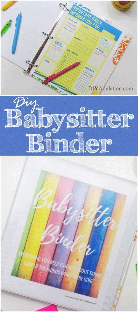 Make stress-free nights out with your husband possible with this DIY babysitter binder! You can enjoy your time together without worrying about your kids. Babysitter Binder, Back To School Treats, Nursing Equipment, Diy Binder, Diy Blanket Ladder, Wood Wall Art Diy, Bath Bomb Recipes, School Treats, Blanket Ladder