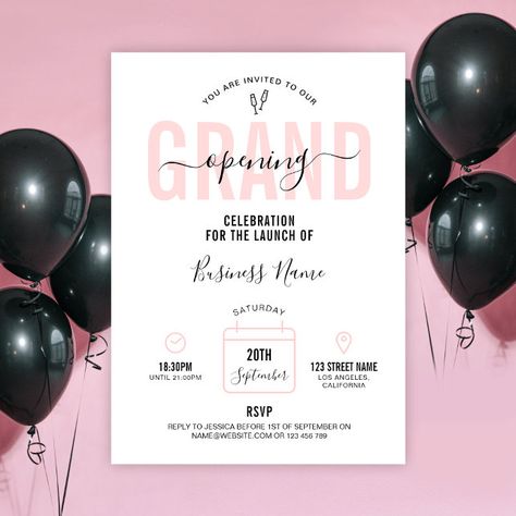 Create your own Invitation | Zazzle Company Opening Invitation Card, Studio Grand Opening Ideas, Beauty Event Invitation, Classy Pink Aesthetic, Inauguration Invitation Card, Inauguration Ideas, Company Invitation, Grand Opening Poster, Business Grand Opening