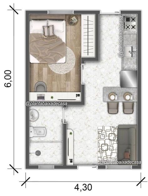 Small Apartment Plans, Studio Apartment Floor Plans, Apartemen Studio, Small House Blueprints, Studio Floor Plans, Small Apartment Building, Small House Layout, House Floor Design, Small House Floor Plans