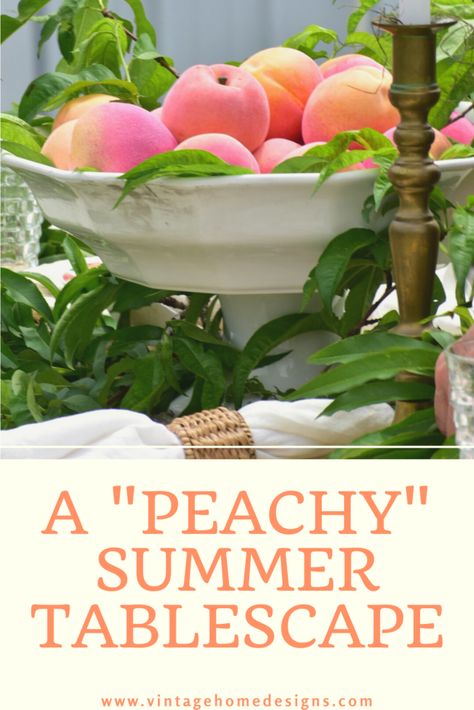 Summer Tablescapes, Dinner Club, Dinner Party Themes, Fresh Peaches, Easy Entertaining, Serving Table, Summer Tables, Dinner Themes, Summer Theme