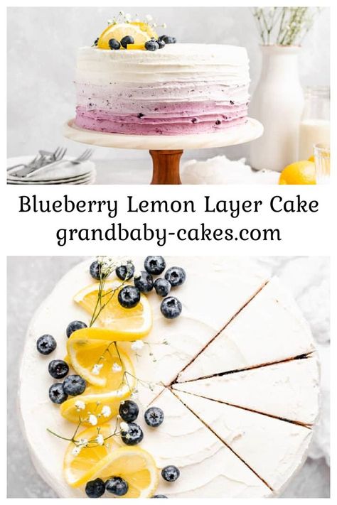 Moist Lemon Blueberry Cake, Lemon Blueberry Cake Decoration, Blueberry Lemon Cake Recipe, 60th Cake, Lemon Layer Cake, Lemon Blueberry Cake, Moist Lemon Cake, Lemon Layer Cakes, Blueberry Lemon Cake