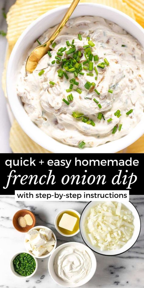 The Best Homemade French Onion Dip Recipe Sour Cream French Onion Dip, French Onion Chip Dip Recipes, Best French Onion Dip, Vegan French Onion Dip, Easy Onion Dip, Diy French Onion Dip, Heluva Good Dip Recipe, Onion Dip Recipe Easy, French Onion Chip Dip