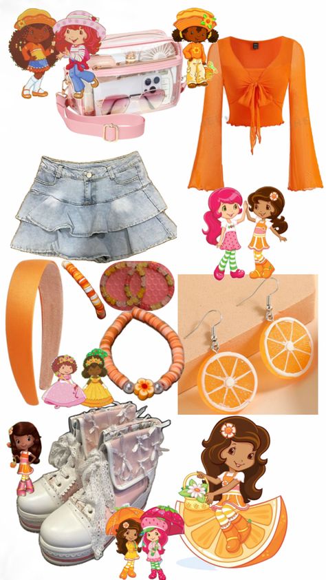 Orange Blossom Strawberry Shortcake Outfit, Orange Blossom Inspired Outfit, Costume Ideas Preppy, Orange Blossom Cosplay, Orange Dress Costume, Orange Blossom Costume, Orange Blossom Outfit, Orange Halloween Costume, Strawberry Shortcake Halloween Costume