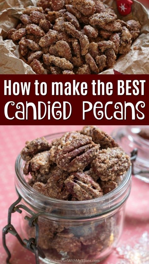 Best Candied Pecans, Candied Pecans Easy, Easy Candied Pecans, Mini Antipasti, Candied Nuts Recipe, Pecan Recipes Easy, Candied Pecans Recipe, Resep Brownies, Roasted Pecans