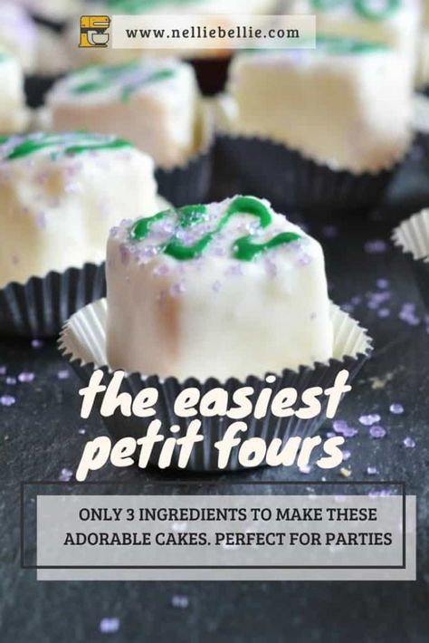 Petite Fours Recipe, Petit Four Glaze Recipe, Xmas Baking Ideas, Petit Fours Recipe Easy, Petit Four Recipes, Tea Party Desserts, Finger Desserts, Xmas Baking, Tea Party Food