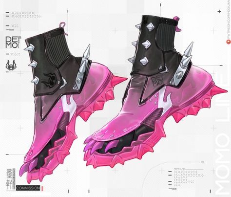 Estilo Cyberpunk, Futuristic Shoes, Shoes Drawing, Futuristic Fashion, Game Character Design, Shoe Art, 여자 패션, Fantasy Clothing, Character Outfits