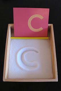 Writing letters in salt (this site has Montessori & Montessori-inspired activities). Maluchy Montessori, Aktiviti Kanak-kanak, The Letter C, Montessori Ideas, Aktivitas Montessori, Letter C, Alphabet Activities, Montessori Activities, Educational Activities