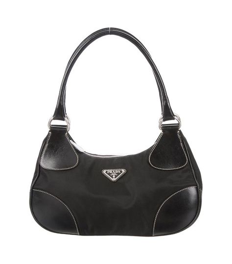 Prada Leather-Trimmed Tessuto Bag Bags Png Aesthetic, Cute Pieces Of Clothing, Clothing Pieces Png, Clothes Png Shoes, Clothes On White Background, Pngs Clothes, 90s Bags, Prada Tessuto Bag, Jewelry Png