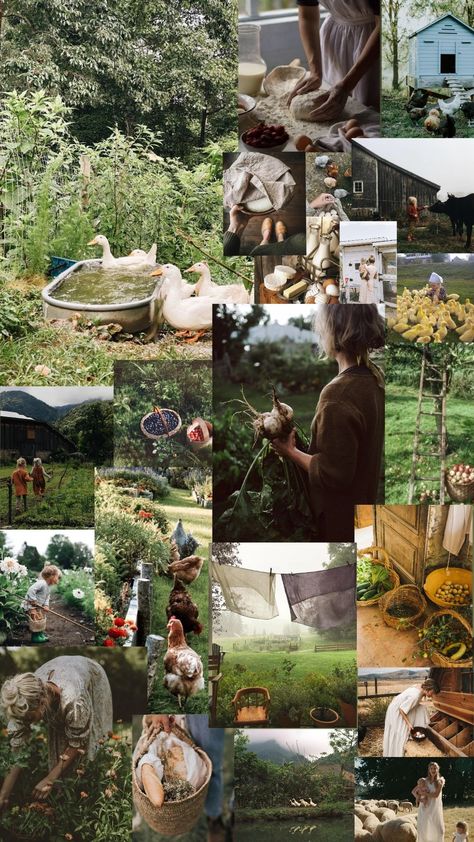 Commune Living Aesthetic, Homesteading Vision Board, Boho Farm Aesthetic, Cottagecore Slow Living, Mountain Homestead Aesthetic, Self Sufficient Aesthetic, Organic Farm Aesthetic, Cottagecore Homestead Aesthetic, Homestead Farm Aesthetic