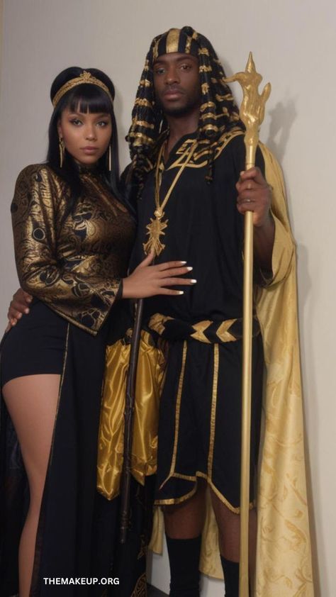 Royal Halloween Couple Costume: Queen Nefertiti and King Akhenaten Ancient Royalty, Halloween Couple Costume, Costumes For Couples, Halloween Couple, Couple Costume, Queen Nefertiti, Halloween Costumes For Couples, Couple Halloween, Couple Halloween Costumes