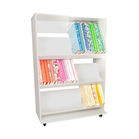 3531 3-Shelf Fabric Display By Arrow Classic Sewing Furniture | Michaels® Fabric Storage Solutions Office, Sewing Business Shop, Quilt Fabric Storage Solutions, Fabric Storage Office, Fabric Bolt Shelf, Space Saving Silhouette Storage, Fabric Store Fixtures, Textile Studio Storage, Fabric Swatches Storage