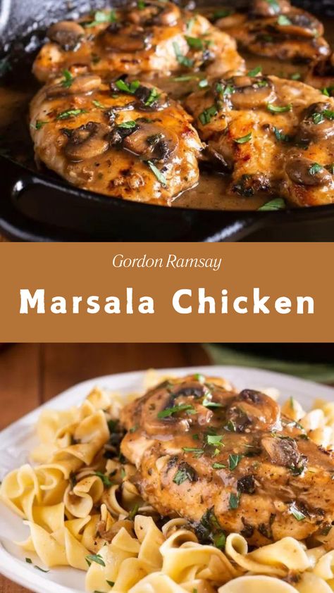 Gordon Ramsay Marsala Chicken Chef Plate Recipes, Easy Gordon Ramsay Recipes, Shallots Recipe Dinners, Chicken Marsala Recipe Best, Fine Dining Main Course, Master Chef Recipes, Marsala Recipes, Gordon Ramsay Home Cooking, Gordon Ramsay Dishes