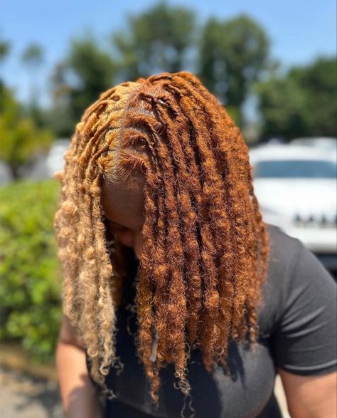 Dreads Hair Color Ideas, Pb J Hair Color Locs, Half And Half Hair Color Dreads, Different Loc Colors, Natural Loc Colors, Dyed Dreadlocks Women, 2 Tone Locs, Best Hair Dye For Locs, Fall Locs Color