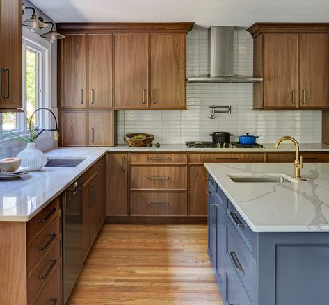 34 Trends That Will Define Home Design in 2020 | Jennifer Rosdail | San Francisco Real Estate Walnut Kitchen Cabinets, Natural Wood Kitchen, Kitchen Transitional, Modern Kitchen Remodel, Walnut Kitchen, Walnut Cabinets, Wood Kitchen Cabinets, Cabinetry Design, White Countertops