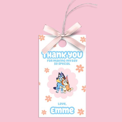 Bluey — Store 1 — A Party That Pops Dog Themed Party, Fonts Name, Custom Christmas Gift Tags, Dog Themed Parties, Bluey Party, Girls Party Favors, Custom Birthday Invitations, Birthday Decorations Kids, Thank You Labels