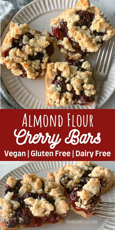 almond flour cherry bars Cherry Recipes Vegan, Cherry Recipes Gluten Free, Healthy Cherry Pie, Cherry Recipes Healthy, Dried Cherry Recipes, Cherry Pie Bars Recipe, Tart Cherries Recipes, Sour Cherry Recipes, Fresh Cherry Recipes