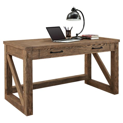 Martin Furniture Avondale Writing Desk | from hayneedle.com Rustic Writing Desk, Wood Office Desk, Rustic Desk, Wood Writing Desk, Solid Wood Desk, Weathered Oak, Wooden Desk, Diy Desk, Wood Desk