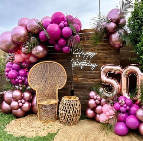 50 Birthday Balloons Decoration, 50th Birthday Celebration Ideas, Pink Birthday Theme, 50th Birthday Balloons, Yuma Arizona, Girl Birthday Themes, Birthday Balloon Decorations, Happy 50th Birthday