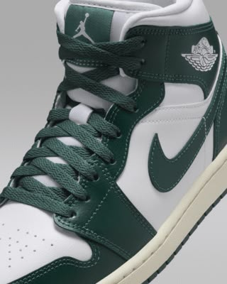 The Air Jordan 1 Mid brings full-court style and premium comfort to an iconic look. Its Air-Sole unit cushions play on the hardwood, while the padded collar gives you a supportive feel. Shown: White/Sail/Oxidized Green Style: BQ6472-133