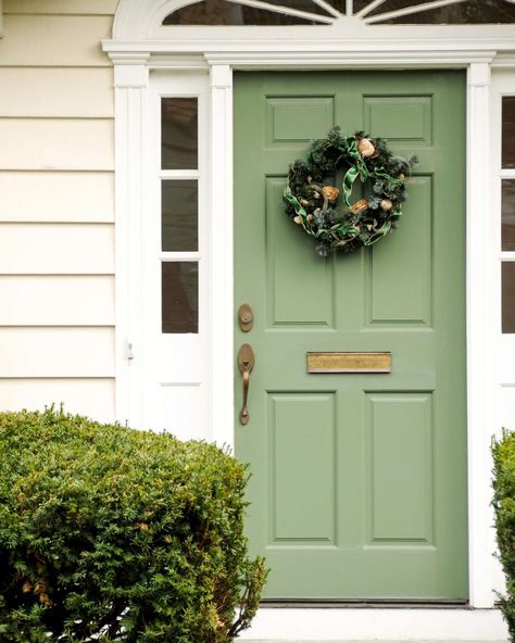 Door Paint Color Ideas, Valspar Green, Green Front Door, Green Trellis, Front Door Paint, Green Shutters, Green Front Doors, Black Paint Color, Door Paint