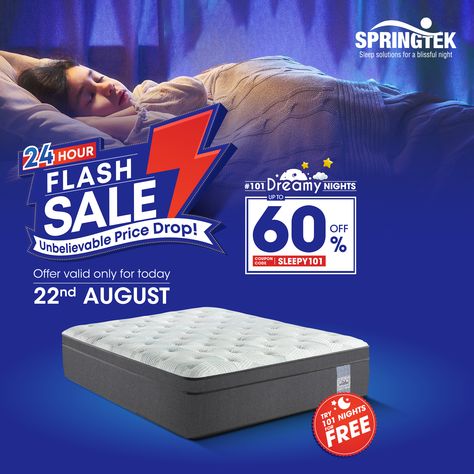 ⚡FLASH SALE ALERT⚡ 🌙 Sleep Soundly with Springtek Mattress! 🛏️✨ Don't miss our 24-hour Flash Sale, exclusively for you. 😴 Use code Sleepy101 at checkout for a dreamy 60% off on your perfect mattress. Act fast, offer valid today only! 🕒 Visit our website through the link in bio to discover your best night's sleep. 💤🌟 #SpringtekMattress #BuyNow #Sleepy #Naptime #Sale #Offers #Mattress #OrthopaedicMattress #SpringtekSale #SleepWell Mattress Photography, Mattress Ads, Mattress Sale, Cute Powerpoint Templates, Copywriting Ads, Sms Language, Baby Mattress, Sales Ads, Social Media Advertising Design