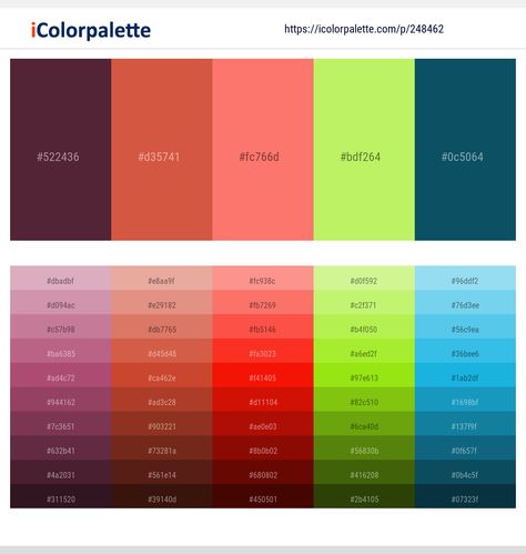 Colors included in this palette similar to Bittersweet, Blue, Claret Red, Dark Gray / smoked, Dark Olive Green, Dark Olive Green and Indian Red, Dark Olive Green and Khaki, Dark Olive Green and Midnight Blue, Dark Olive Green and Salmon, Deep Sea Green, Flame Pea, . Download color palette as Pdf, Adobe swatch and more. Orange Palette, Pink Color Combination, Color Terracota, Ebony Color, Orange Color Palettes, Brown Color Schemes, Color Palette Yellow, Red Color Schemes, Wheel Art