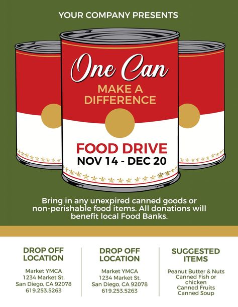 Food Drive Donation Box Ideas, Food Drive Box Decoration, Can Food Drive Poster Ideas, Food Drive Box Ideas Fun, Food Drive Box Ideas, Food Drive Poster, Thanksgiving Food Drive, Food Drive Flyer, Sample Flyers