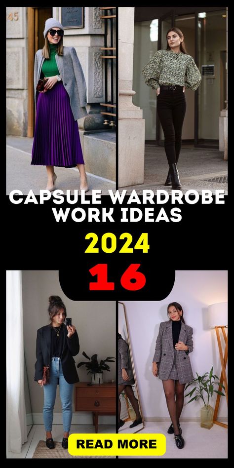 Capsule Wardrobe Work 2024 16 Ideas: Revolutionizing Your Professional Style Work Outfit 2024, Midsize Outfits Work, Work Wardrobe Capsule, Midsize Fits, Capsule Wardrobe For Work, 10 Piece Wardrobe, Purple Monochrome, Business Casual Capsule, Cute Business Casual