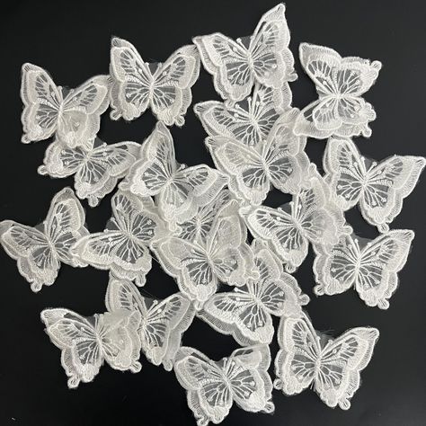 PRICES MAY VARY. size 5cm x 6.2cm 3D embroider. White color 100% polyester 20pcs pack Butterfly lace trim 3D embroider. You can directly sew on the surface of the fabric.It's easy to operate ,will decorate your crafts in chic style. Laces Designs, Fabric Butterflies, Lace Decorations, Embroidery Butterfly, Girl Diaper Cake, Butterfly 3d, Lace Butterfly, Butterfly Lace