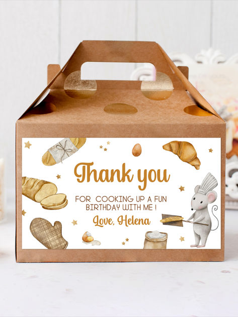 Gable Box Template, Cooking Party, Class Birthdays, Cute Birthday Ideas, Baking Party, Chef Cooking, Gable Boxes, Favor Labels, Cooking Class