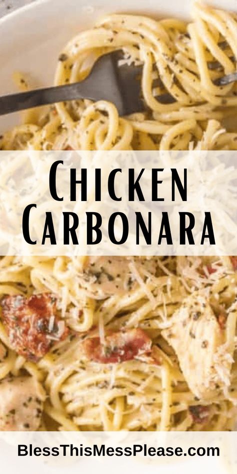 Chicken Bacon Mushroom Carbonara, Turkey Bacon Carbonara Pasta, Spaghetti Carbonara With Chicken, Olive Garden Chicken And Shrimp Carbonara Copycat Recipe!, Cabanara Pasta Recipe Bacon Chicken, Pasta Bacon Carbonara, Chicken Cabanara Pasta, Chicken With Spaghetti Noodles, Chicken Carbonara Pasta Easy