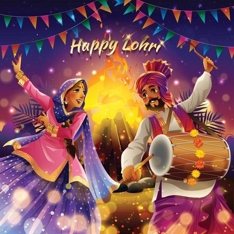 Happy Lohri Concept with Bonfire and People Dancing Happy Lohri Aesthetic Images, Lohri Images Pictures, Happy Lohri Video, Happy Lohri Poster, Lohri Drawing, Lohri Poster, Lohri Pictures, Happy Lohri Wallpapers, Lohri Wallpaper