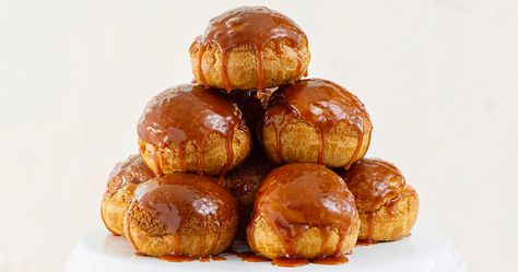 How to Make Salted Caramel Cream Puffs - Food Nouveau Salted Caramel Cream Puffs, Caramel Cream Puffs, Choux Paste, Freeze Cream, Caramel Cream, Caramel Creams, Choux Pastry, Baking Project, Old Fashioned Recipes